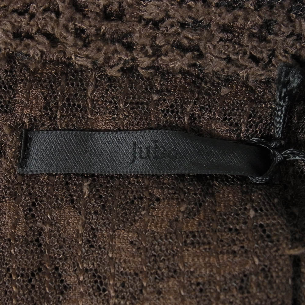 ユハ 26SS 10230703-2 FEATHER LACE SHIRT フェザー レース 長袖 シャツ ジャケット ブラウン系 4【美品】【中古】