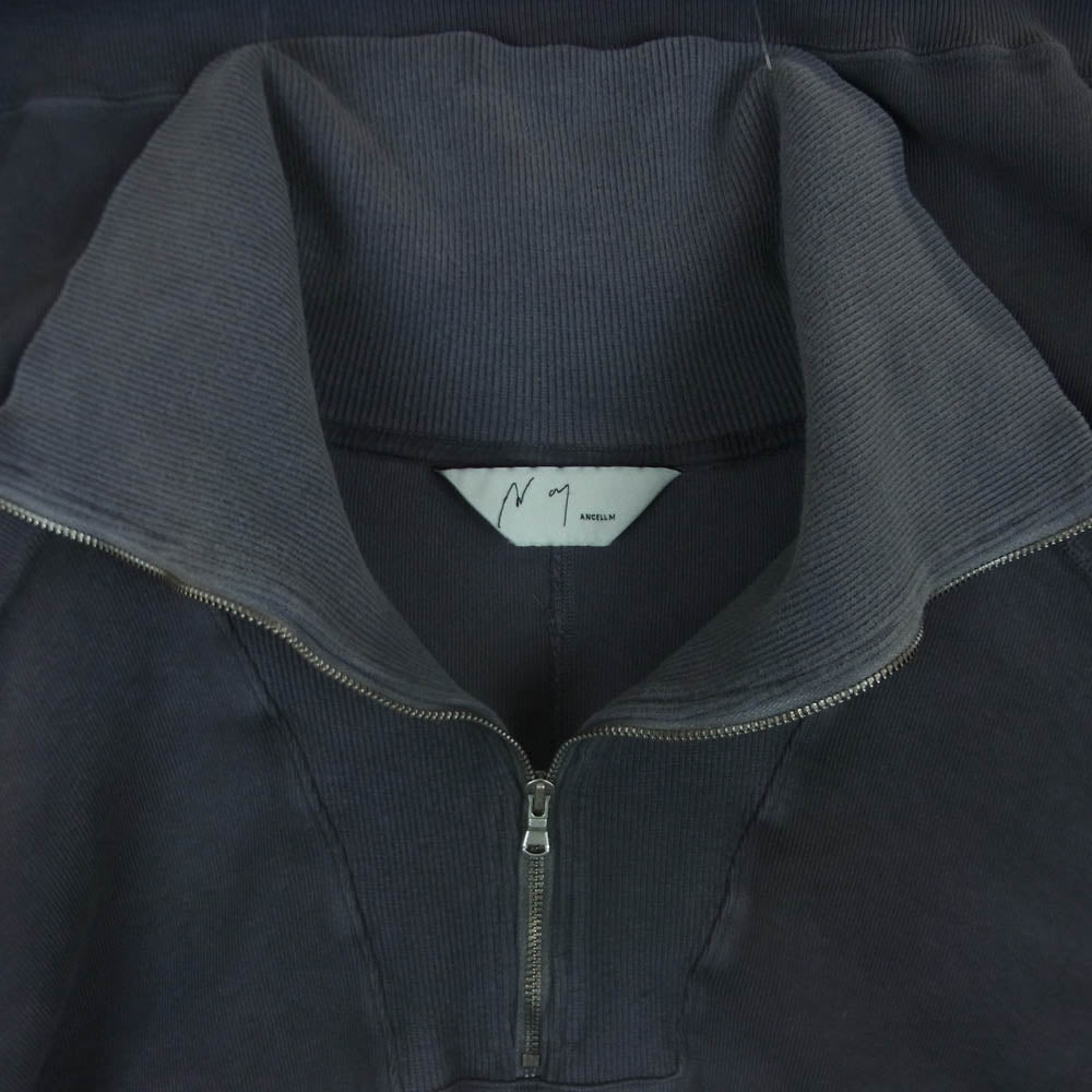 ANCELLM アンセルム ANC-CT120 SMOOTH KNIT PULLOVER SHIRT スムースknit ハーフジップ プルオーバー ジャケット スウェットシャツ グレー系 1【中古】