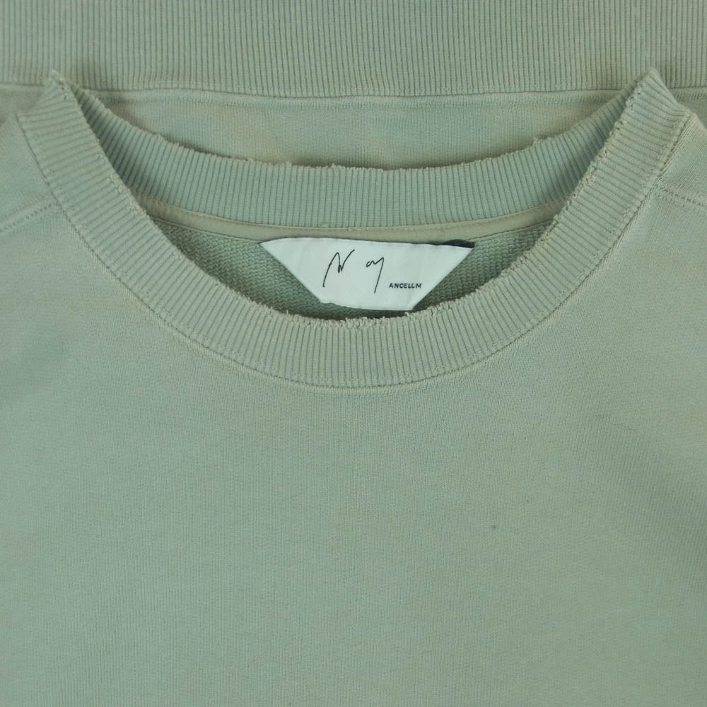 ANCELLM アンセルム ANC-CT145-A UNEVENNESS SWEAT SHIRT アンイーブンネス クルーネック スウェットシャツ ライトグリーン系 1【中古】