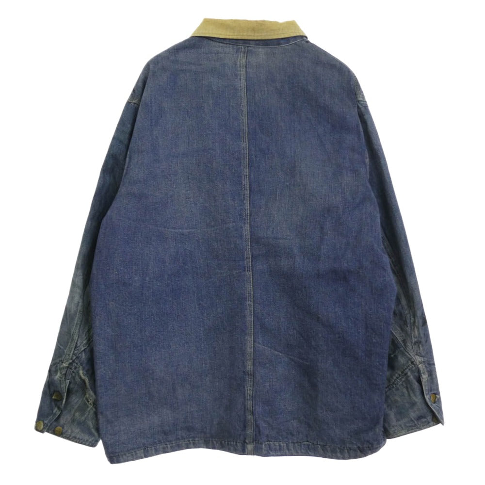トルク 26SS 26-1105 Trompe l'oeil Denim Coveralls トロンプルイユ 転写 デニム カバーオール ジャケット インディゴブルー系 3【美品】【中古】