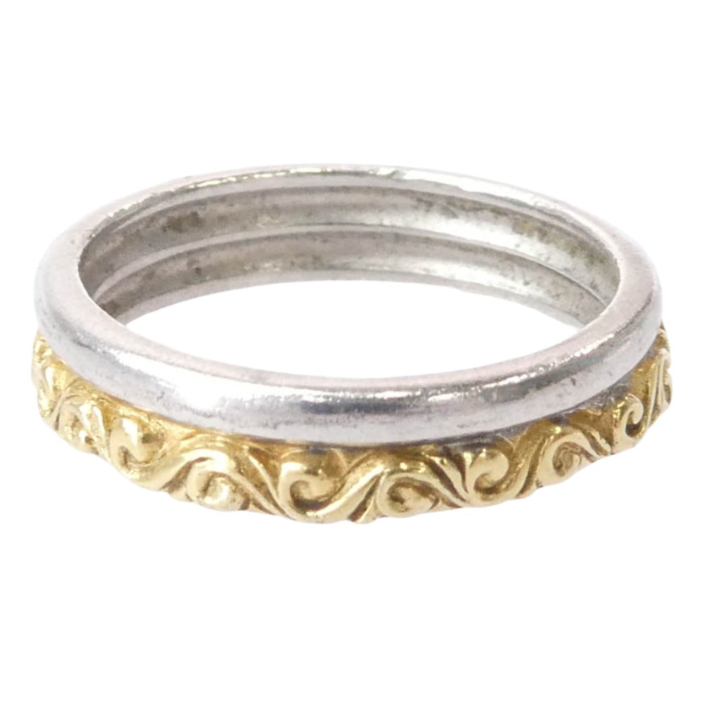 SAAD サード 925 Ｋ24GP アラベスク リング シルバー系 ゴールド系 16号【中古】