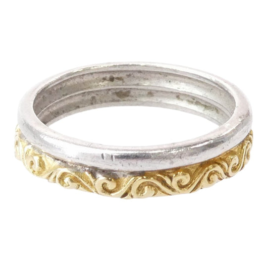 SAAD サード 925 Ｋ24GP アラベスク リング シルバー系 ゴールド系 16号【中古】