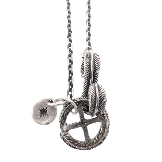 SAAD サード フェザーメディスンホイール フェザーフック タタキチャーム付き カスタム シルバー ネックレス チェーン シルバー系【中古】