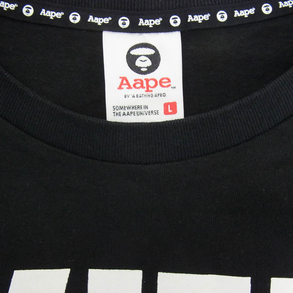 A BATHING APE アベイシングエイプ AAPTEM2818XX8 AAPE エーエイプ Universe ユニバース フロントロゴ Tシャツ 半袖カットソー ブラック系 L【中古】