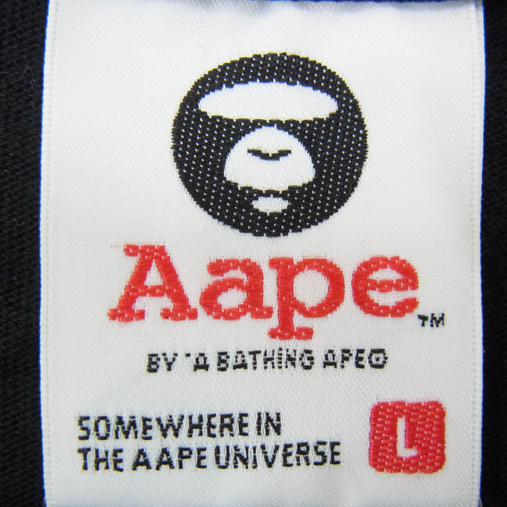 A BATHING APE アベイシングエイプ AAPTEM2818XX8 AAPE エーエイプ Universe ユニバース フロントロゴ Tシャツ 半袖カットソー ブラック系 L【中古】