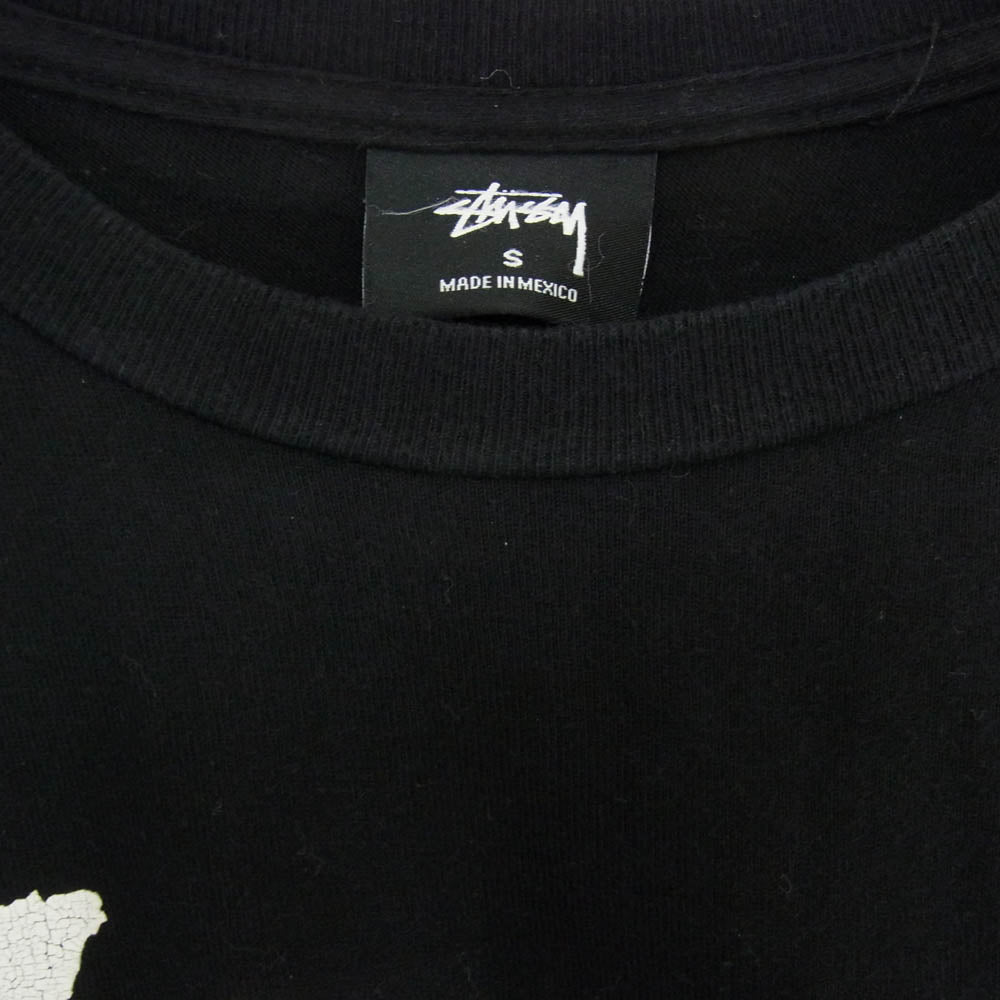 STUSSY ステューシー ストックロゴ プリント クルーネック 長袖カットソー ブラック系 S【中古】