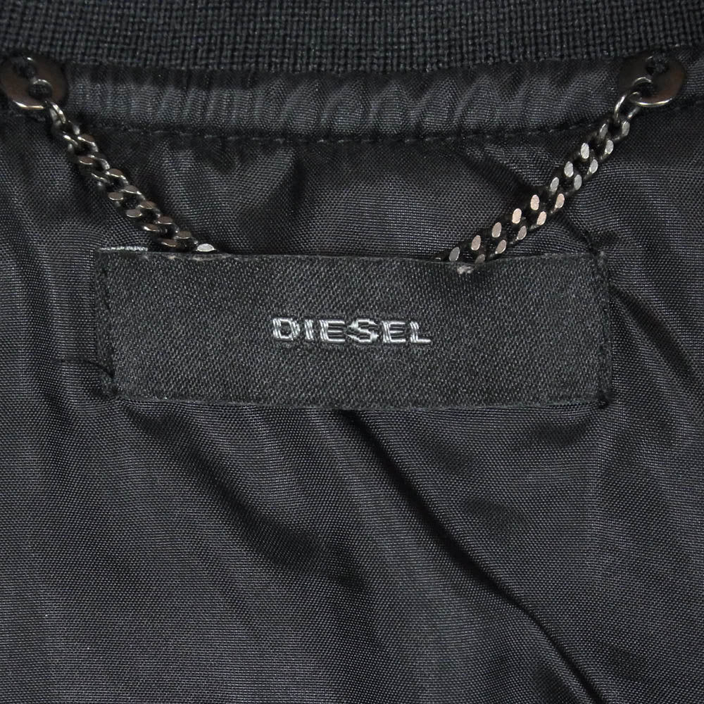 DIESEL ディーゼル 00E8F203 ロゴワッペン 中綿 ロング ブルゾン コート ブラック系 XXS【中古】
