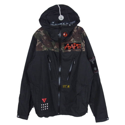 A BATHING APE アベイシングエイプ AAPHJM7116XX7 AAPE エーエイプ カモ柄 フーデッド シェルジャケット マウンテンパーカー ブラック系 M【中古】