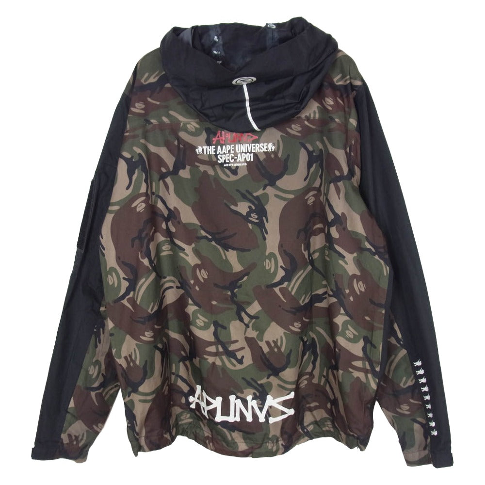 A BATHING APE アベイシングエイプ AAPHJM7116XX7 AAPE エーエイプ カモ柄 フーデッド シェルジャケット マウンテンパーカー ブラック系 M【中古】