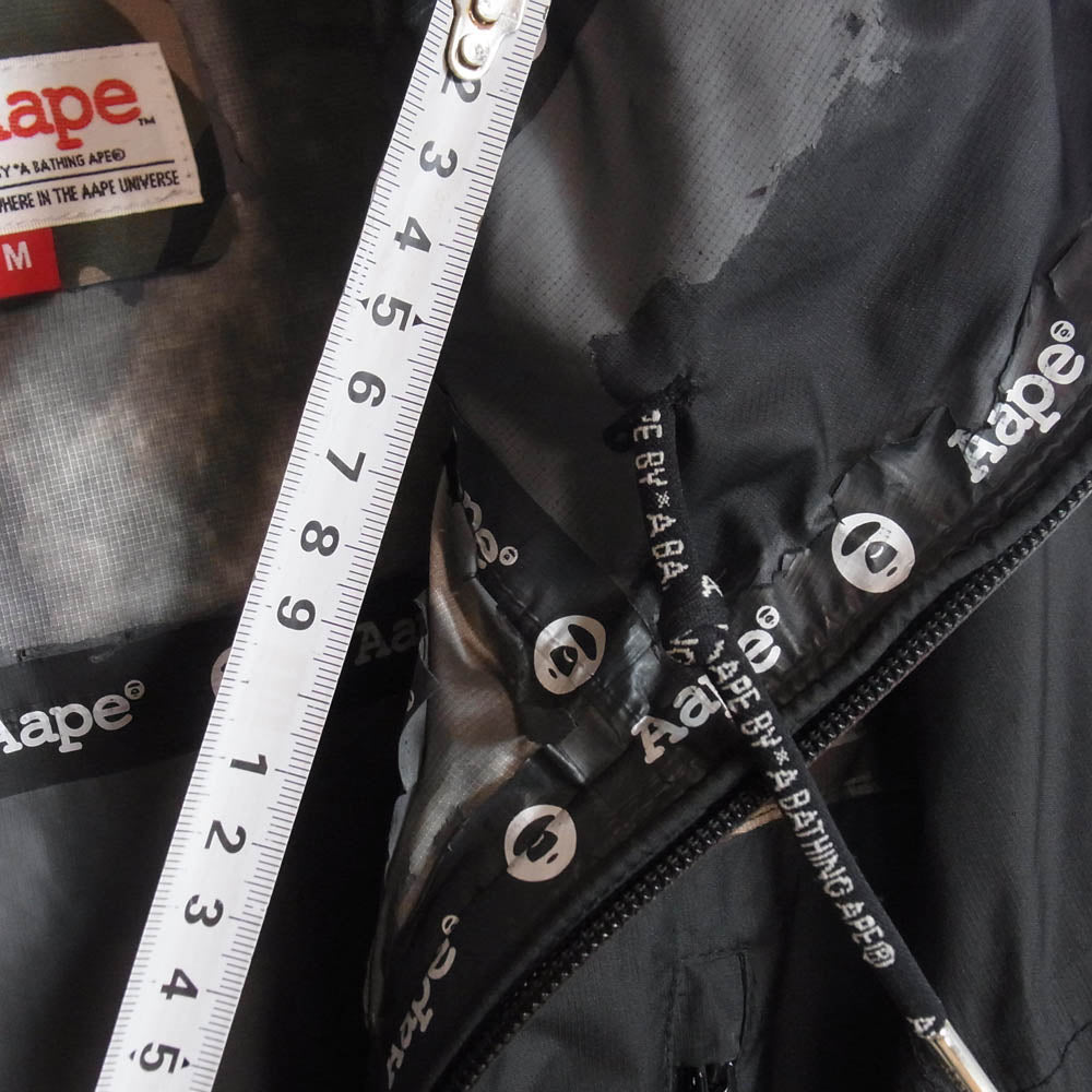 A BATHING APE アベイシングエイプ AAPHJM7116XX7 AAPE エーエイプ カモ柄 フーデッド シェルジャケット マウンテンパーカー ブラック系 M【中古】