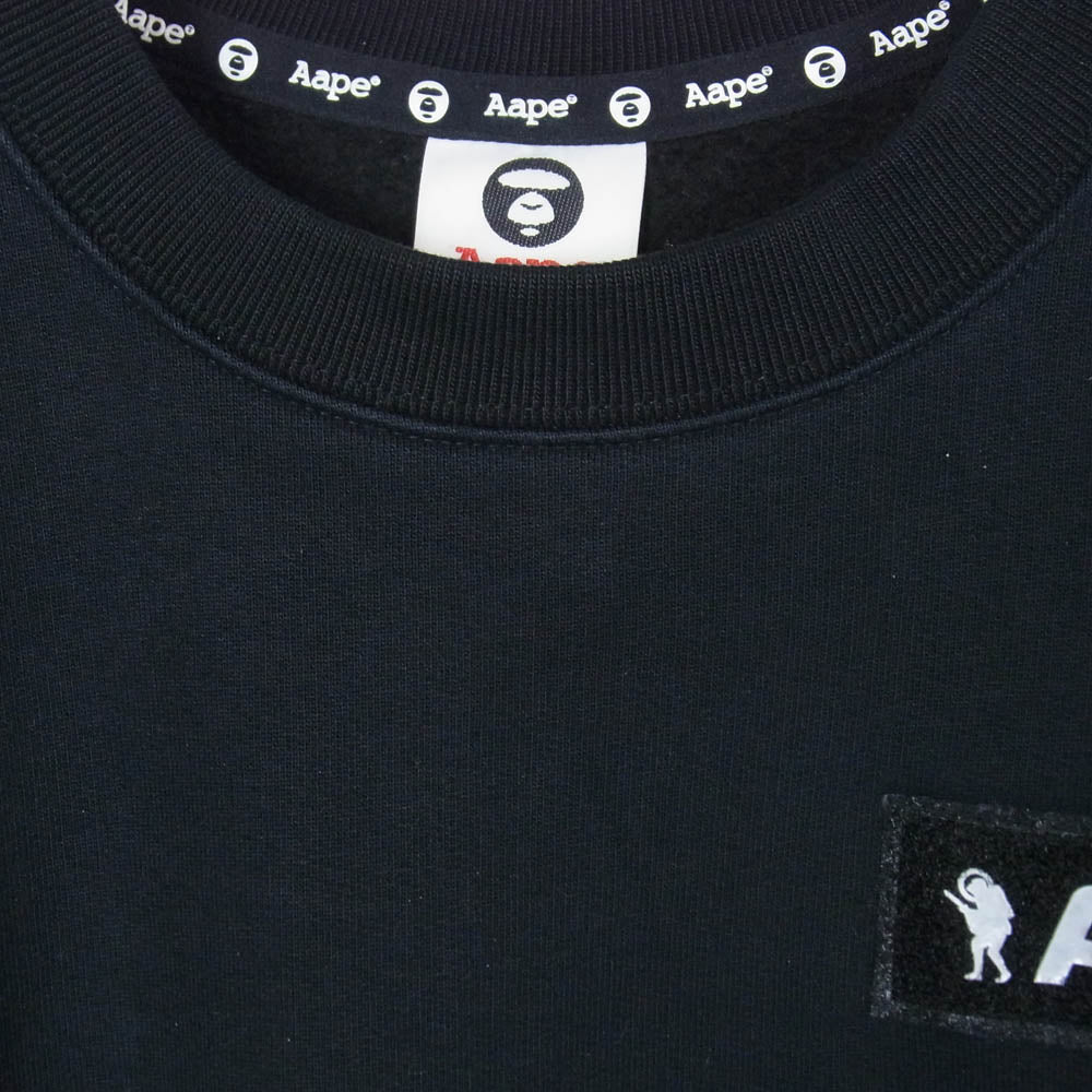 A BATHING APE アベイシングエイプ AAPSWM3240XX7 AAPE エーエイプ Universe ユニバース ロゴワッペン カモ切替 アームプリント スウェット ブラック系 L【中古】