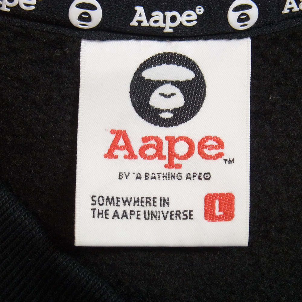 A BATHING APE アベイシングエイプ AAPSWM3240XX7 AAPE エーエイプ Universe ユニバース ロゴワッペン カモ切替 アームプリント スウェット ブラック系 L【中古】