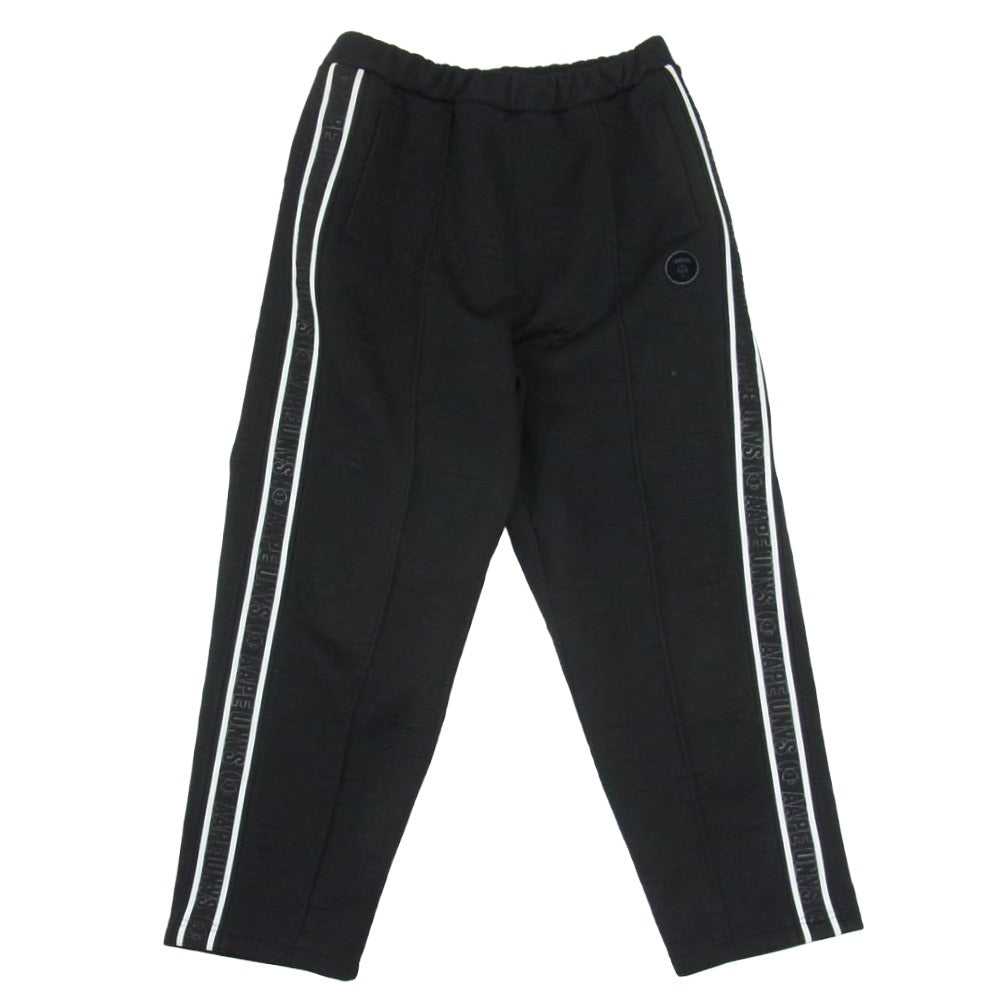 A BATHING APE アベイシングエイプ AAPPTMA644XXL AAPE エーエイプ Moonface Pintuck Track Pants ムーンフェイス サイドロゴライン トラックパンツ ブラック系 S【中古】
