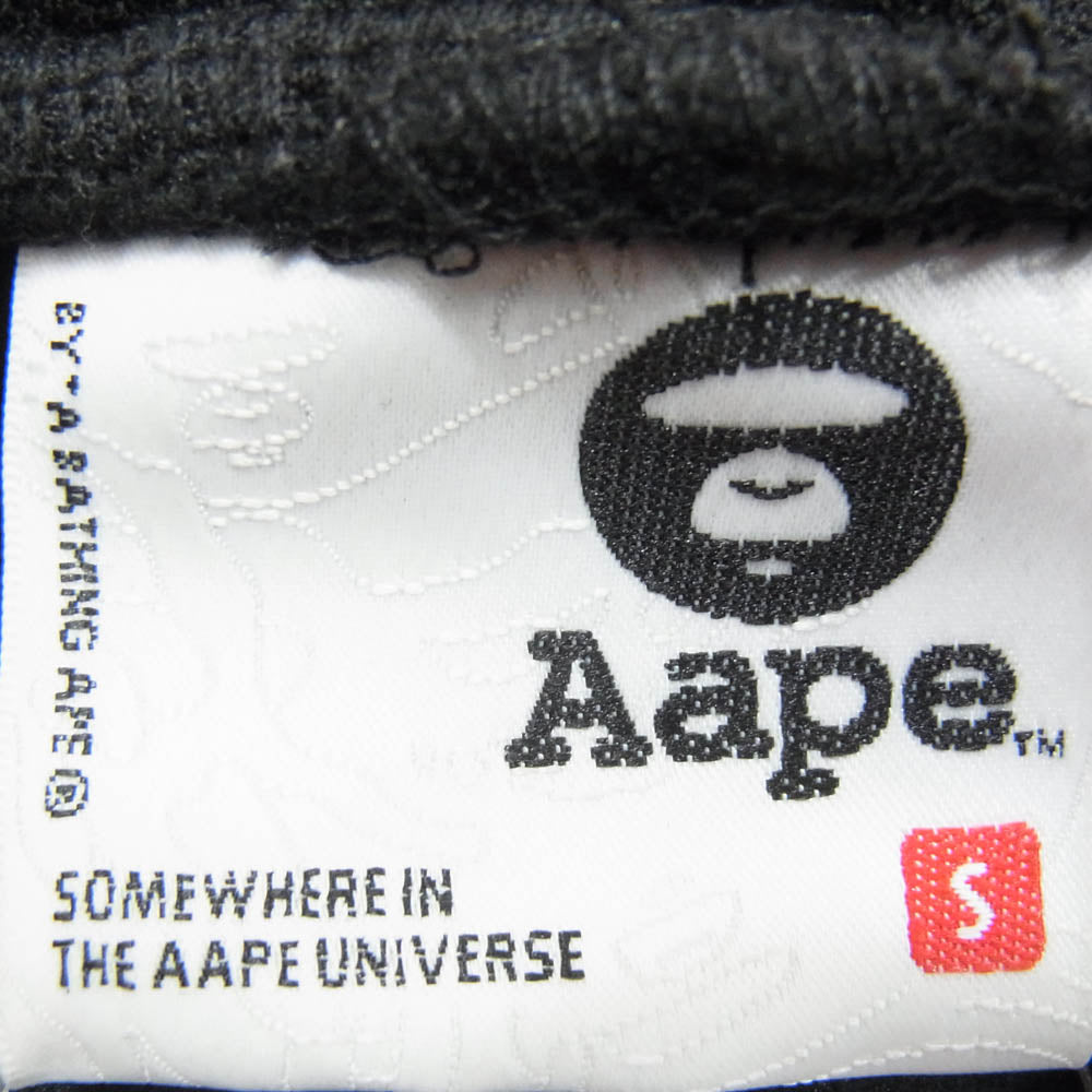 A BATHING APE アベイシングエイプ AAPPTMA644XXL AAPE エーエイプ Moonface Pintuck Track Pants ムーンフェイス サイドロゴライン トラックパンツ ブラック系 S【中古】