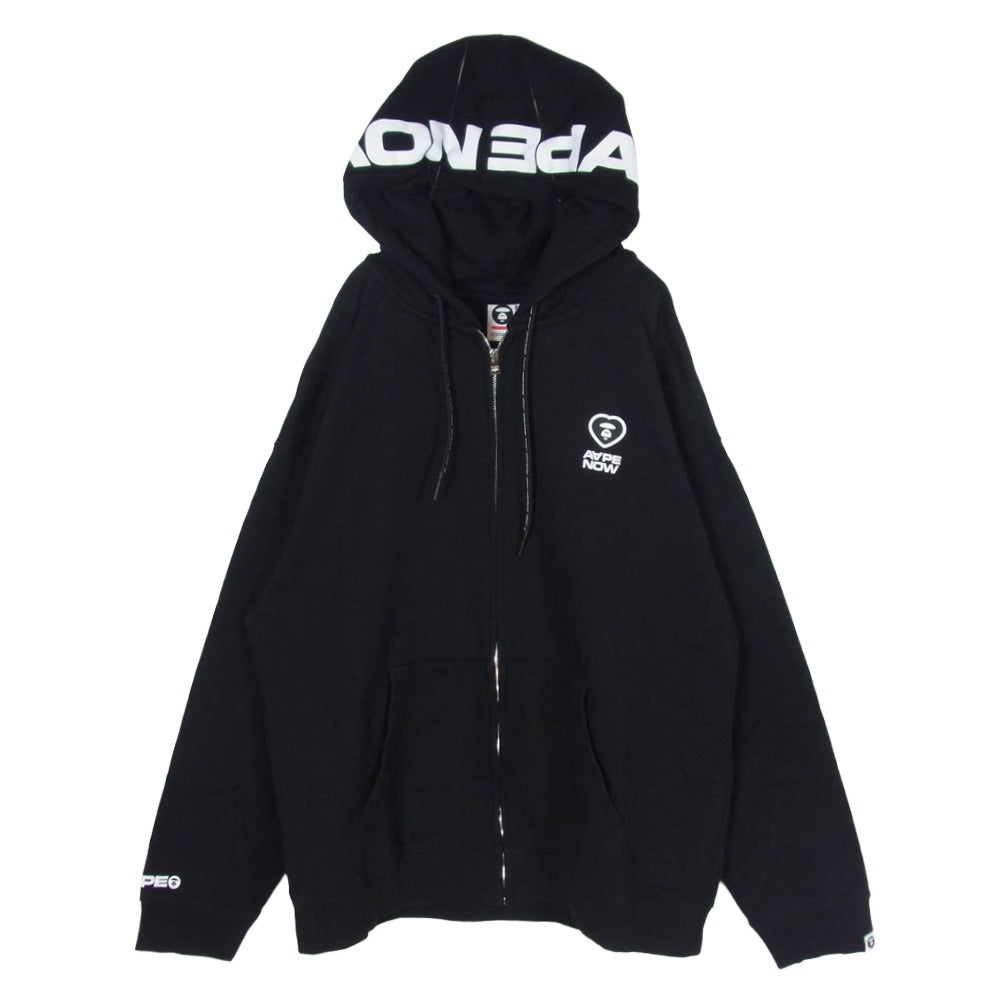 A BATHING APE アベイシングエイプ AAPSWMC345XXN AAPE エーエイプ ape head zip-up hoodie フードロゴプリント ジップアップ パーカー フーディ ブラック系 XXL【中古】