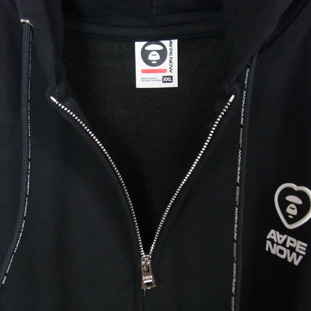 A BATHING APE アベイシングエイプ AAPSWMC345XXN AAPE エーエイプ ape head zip-up hoodie フードロゴプリント ジップアップ パーカー フーディ ブラック系 XXL【中古】