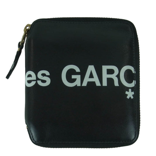 COMME des GARCONS コムデギャルソン SA2100HL Huge Logo ヒュージ ロゴ レザー ラウンドジップ ウォレット 財布 ブラック系【中古】