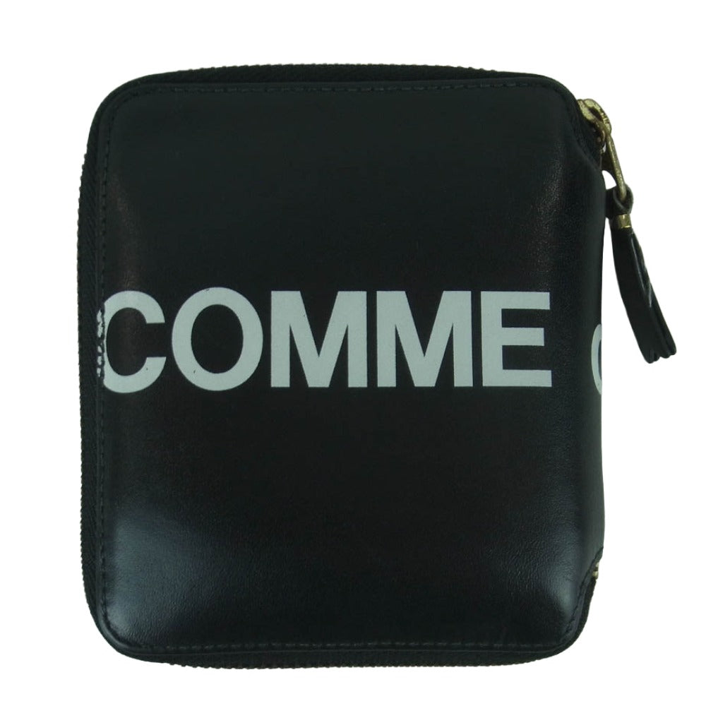 COMME des GARCONS コムデギャルソン SA2100HL Huge Logo ヒュージ ロゴ レザー ラウンドジップ ウォレット 財布 ブラック系【中古】