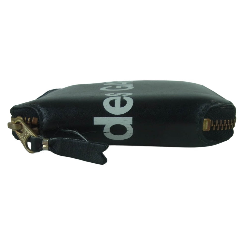 COMME des GARCONS コムデギャルソン SA2100HL Huge Logo ヒュージ ロゴ レザー ラウンドジップ ウォレット 財布 ブラック系【中古】