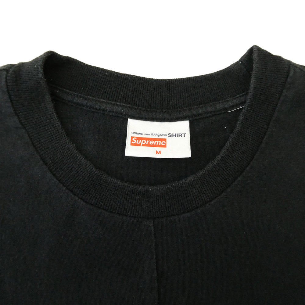 Supreme シュプリーム × Comme des Garcons SHIRT コムデギャルソンシャツ Split Box Logo Tee スプリット ボックスロゴ Tシャツ 半袖カットソー ブラック系 M【中古】