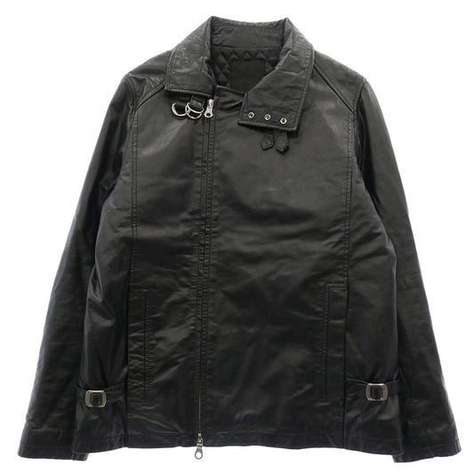 STUSSY ステューシー ベルトネック カウレザー ダブル ライダース ジャケット 牛革 裏地 キルティング ブラック系 L【中古】