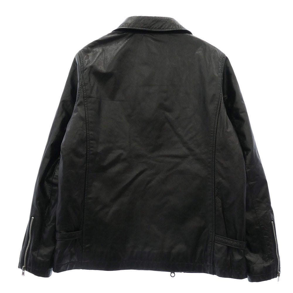 STUSSY ステューシー ベルトネック カウレザー ダブル ライダース ジャケット 牛革 裏地 キルティング ブラック系 L【中古】
