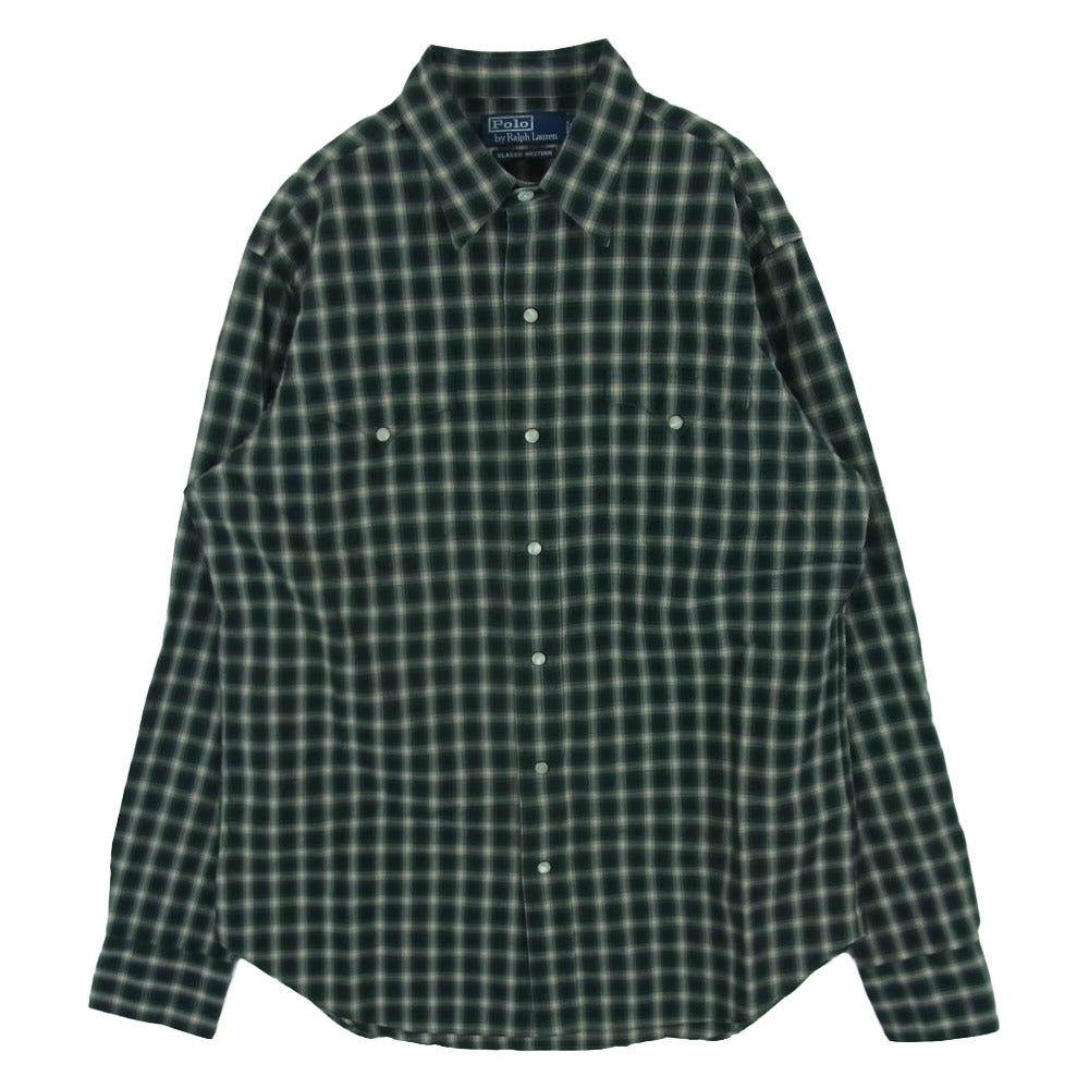 POLO RALPH LAUREN ポロ・ラルフローレン classic western チェック ウエスタン シャツ 長袖 ダークグリーン系 M【中古】