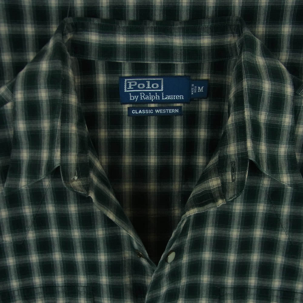 POLO RALPH LAUREN ポロ・ラルフローレン classic western チェック ウエスタン シャツ 長袖 ダークグリーン系 M【中古】