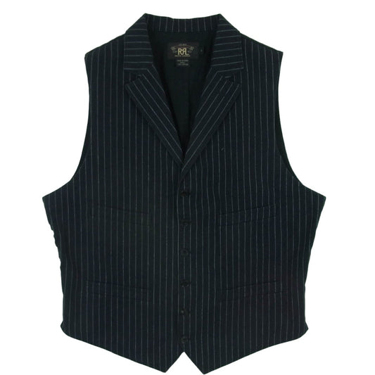 RRL ダブルアールエル STRIPE VEST ストライプ ベスト コットン 中国製 ブラック系 ホワイト系 M【中古】