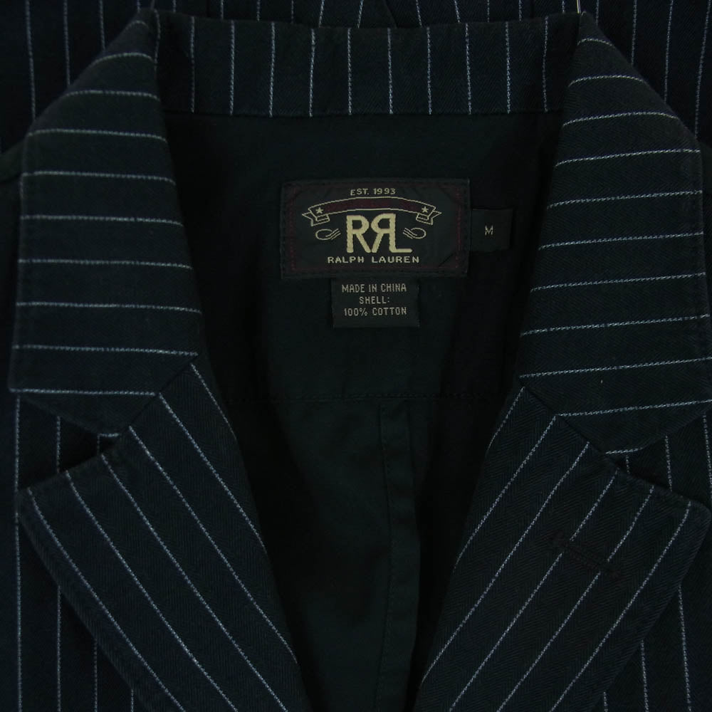 RRL ダブルアールエル STRIPE VEST ストライプ ベスト コットン 中国製 ブラック系 ホワイト系 M【中古】