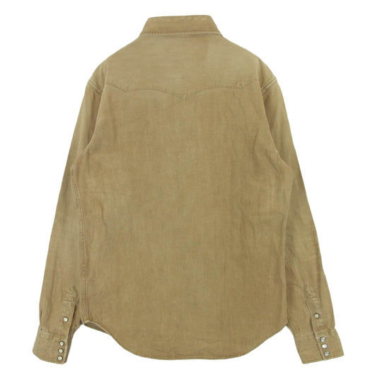 RRL ダブルアールエル ヴィンテージ加工 ウエスタン シャツ 長袖 コットン 中国製 ライトブラウン系 M【中古】