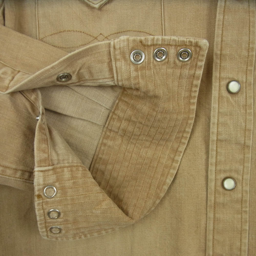 RRL ダブルアールエル ヴィンテージ加工 ウエスタン シャツ 長袖 コットン 中国製 ライトブラウン系 M【中古】