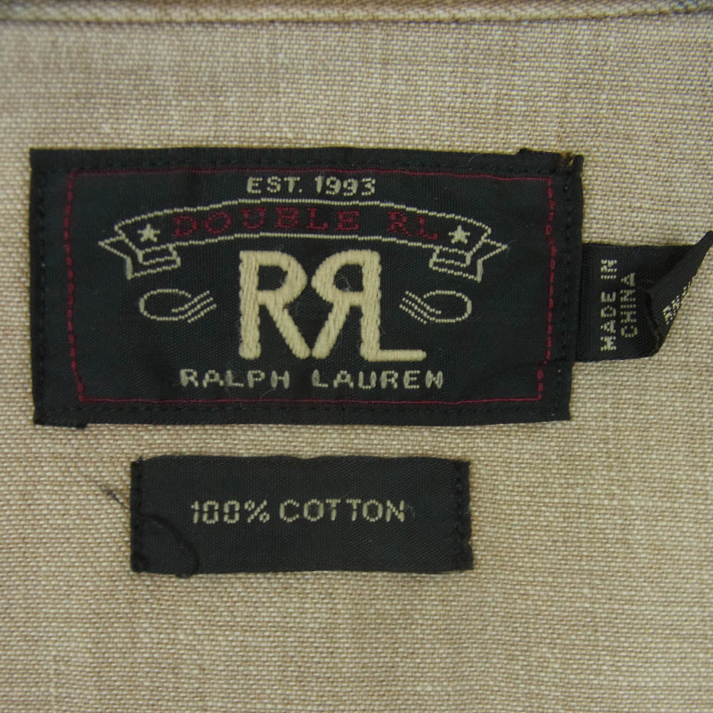 RRL ダブルアールエル ヴィンテージ加工 ウエスタン シャツ 長袖 コットン 中国製 ライトブラウン系 M【中古】
