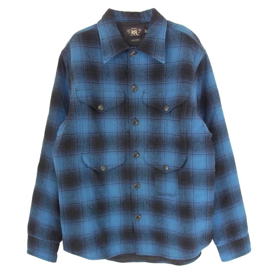 RRL ダブルアールエル オンブレ 長袖 ロングスリーブ シャツ ジャケット 裏キルト ブルー系 M【中古】