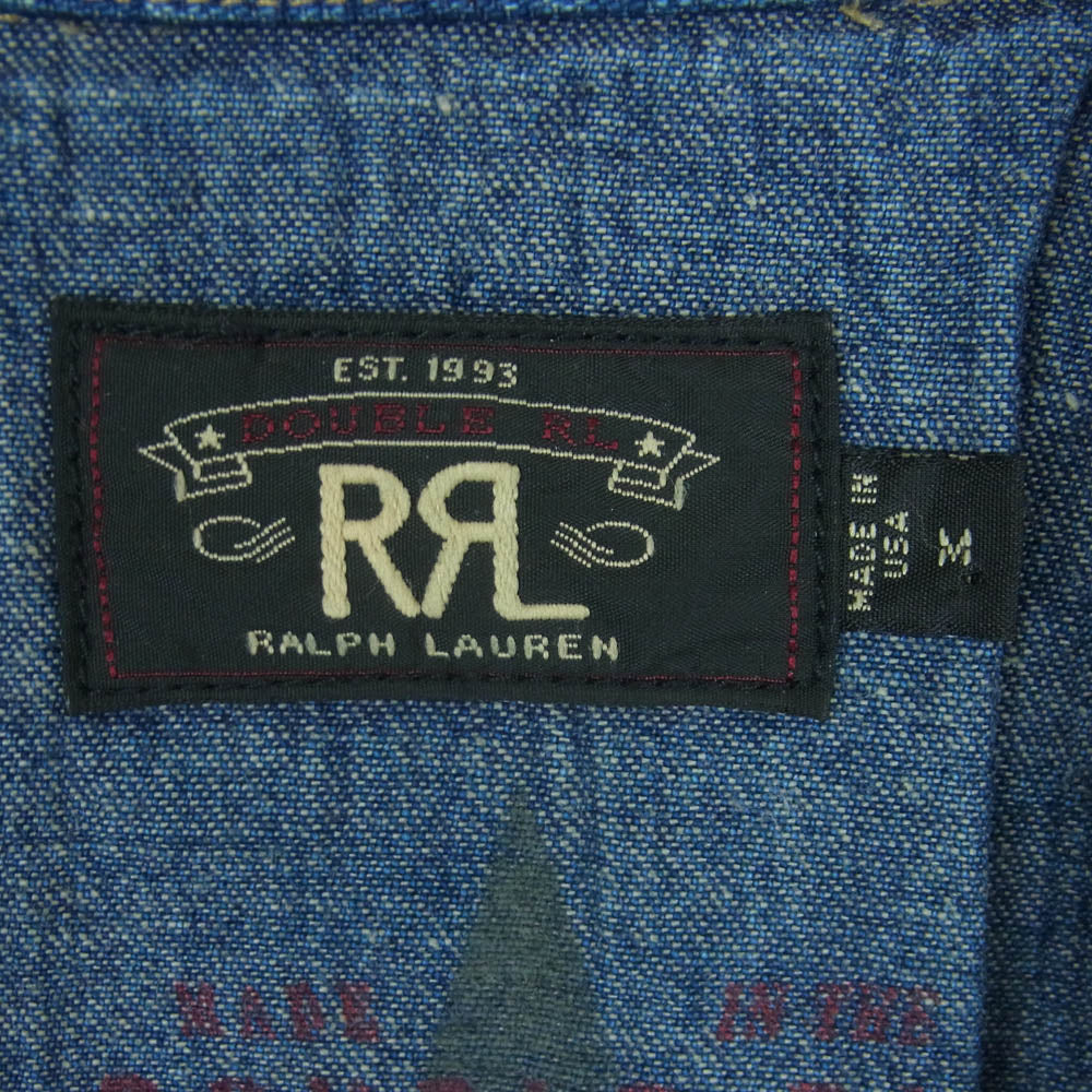 RRL ダブルアールエル USA製 Buffalo Western Jacket shirt ヴィンテージ加工 バッファロー ウエスタン シャツ 長袖 インディゴブルー系 M【美品】【中古】