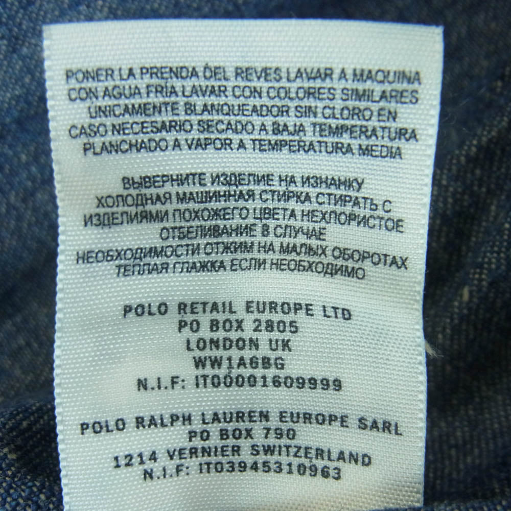 RRL ダブルアールエル USA製 Buffalo Western Jacket shirt ヴィンテージ加工 バッファロー ウエスタン シャツ 長袖 インディゴブルー系 M【美品】【中古】