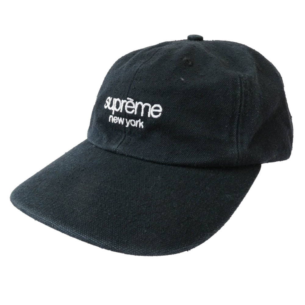 Supreme シュプリーム 18AW Napped Canvas Classic Logo 6-Panel キャンバス クラシックロゴ 6パネル キャップ 帽子 ブラック系【中古】