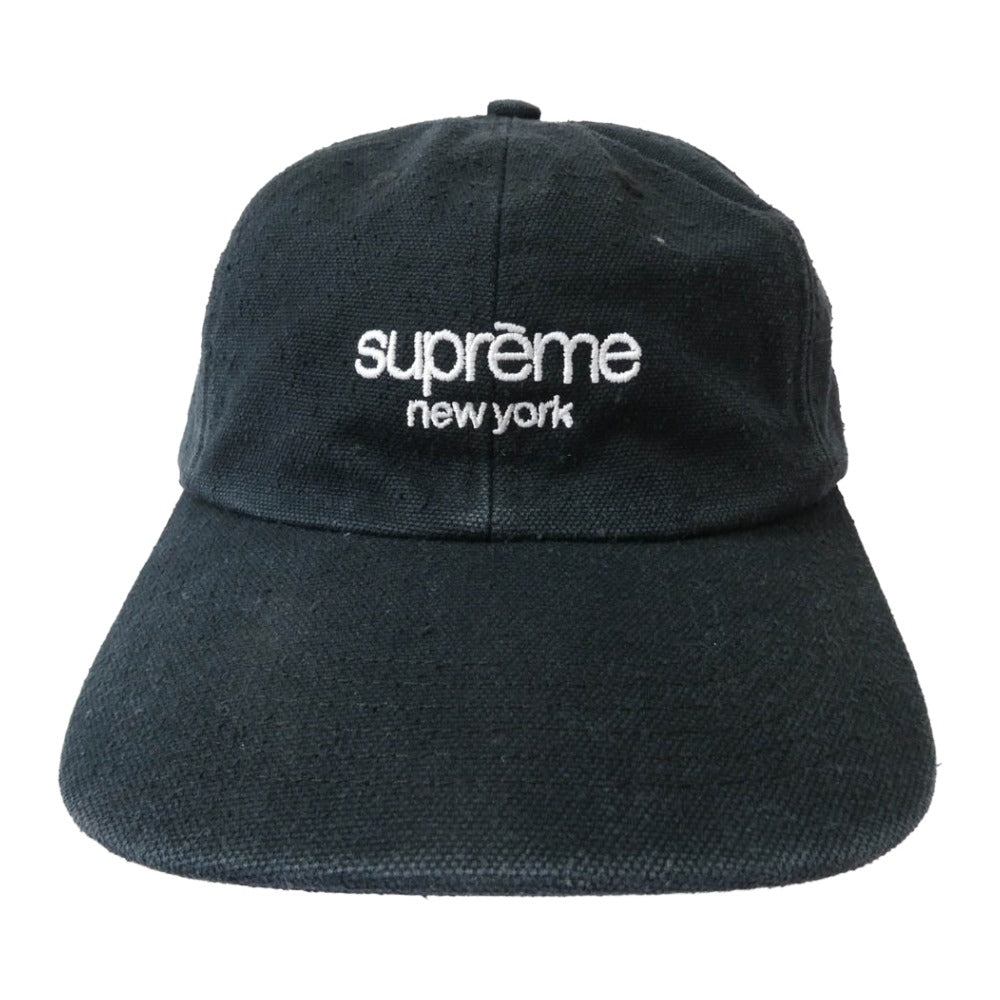 Supreme シュプリーム 18AW Napped Canvas Classic Logo 6-Panel キャンバス クラシックロゴ 6パネル キャップ 帽子 ブラック系【中古】