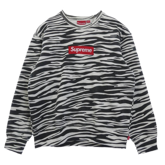 Supreme シュプリーム 22AW Box Logo Crewneck Zebra ゼブラ柄 ボックスロゴ クルーネック スウェット ブラック系 ホワイト系 M【中古】