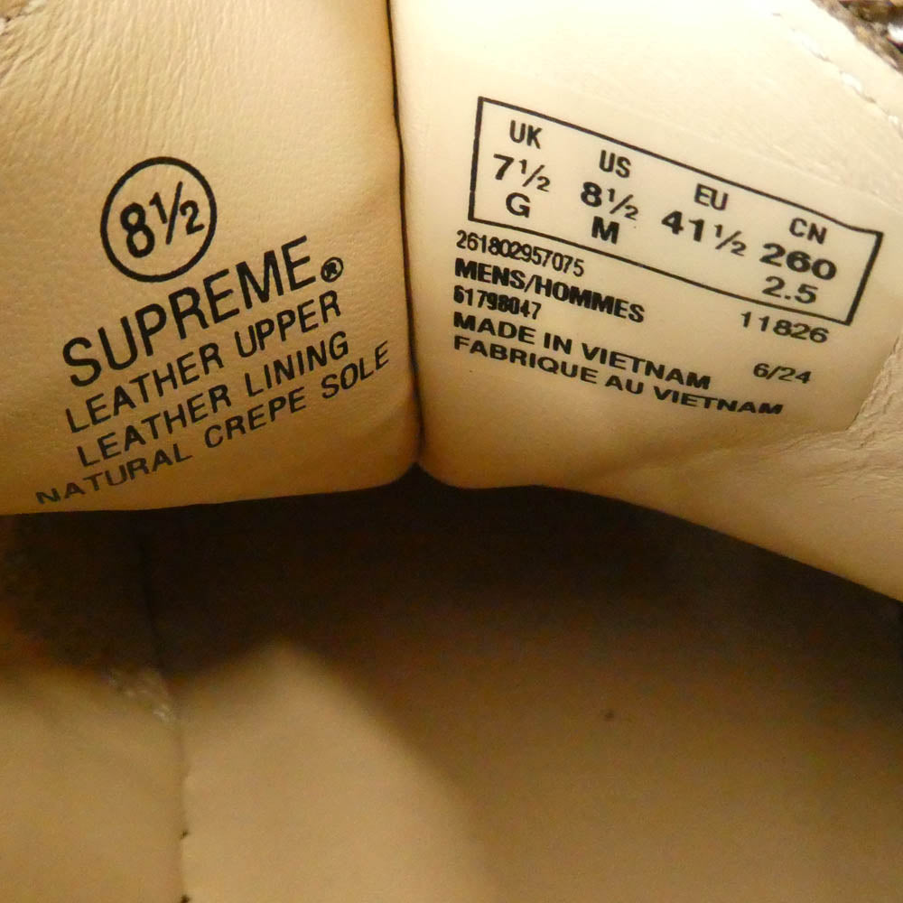 Supreme シュプリーム 24AW Clarks MARTINE ROSE Desert Trek クロコ型押し デザート シューズ ブラウン系 US8 1/2【新古品】【未使用】【中古】