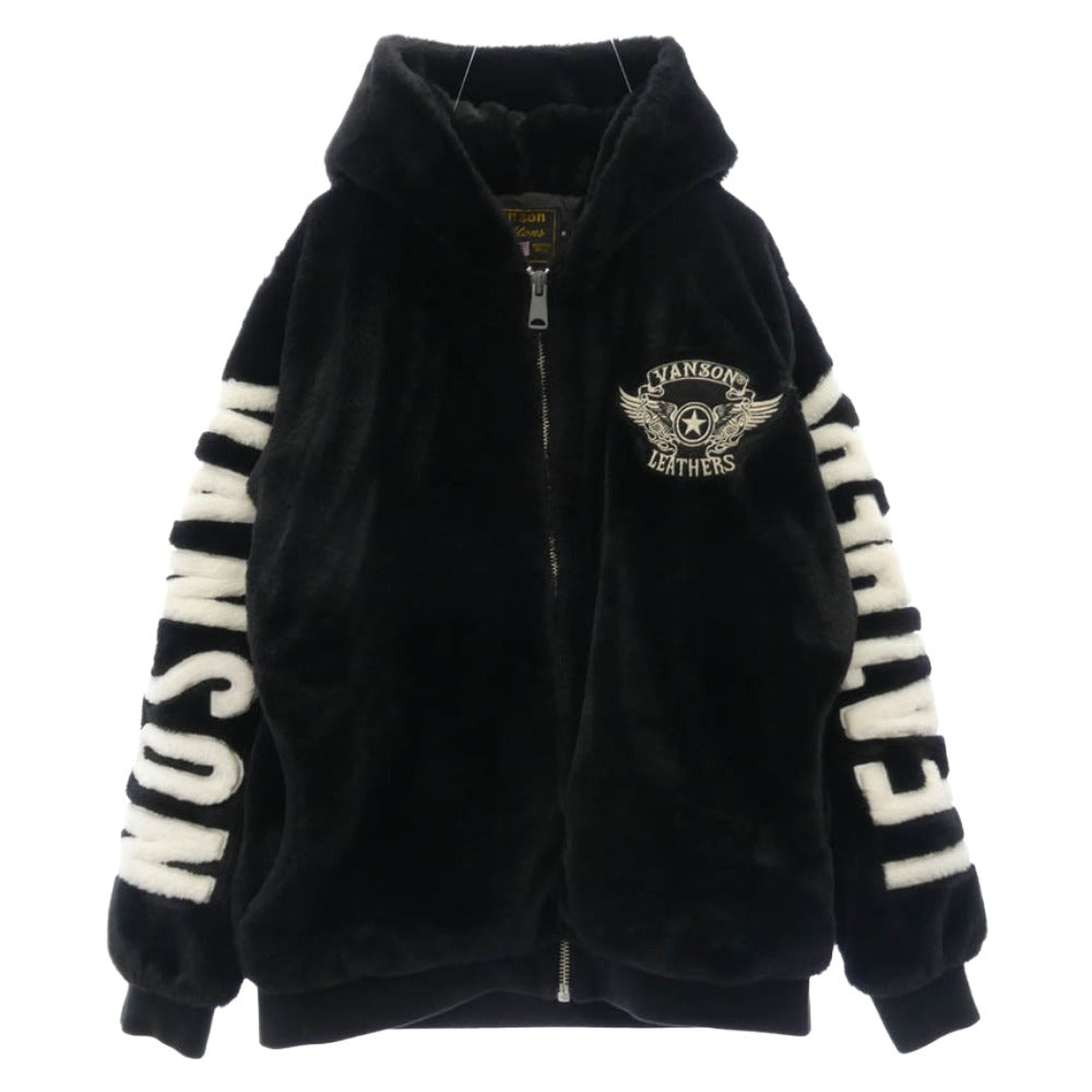 VANSON バンソン ファー ZIP ジャケット パーカー ブラック系 M【中古】
