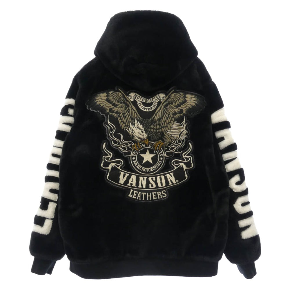 VANSON バンソン ファー ZIP ジャケット パーカー ブラック系 M【中古】