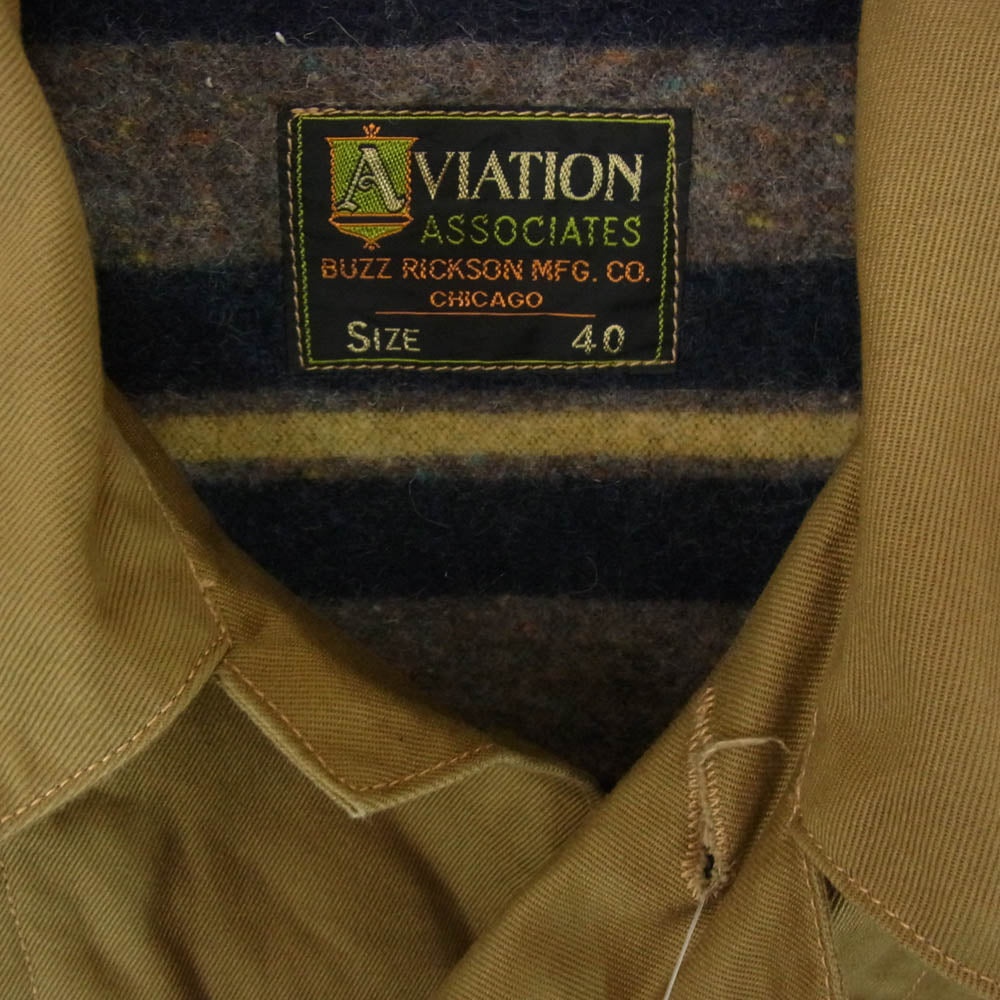 Buzz Rickson's バズリクソンズ BR15770 AVIATION ASSOCIATES ARMY WORKING JACKET TROY BLANKET LINED ブランケットライナー アーミー ワーク ジャケット カーキ系 40【中古】