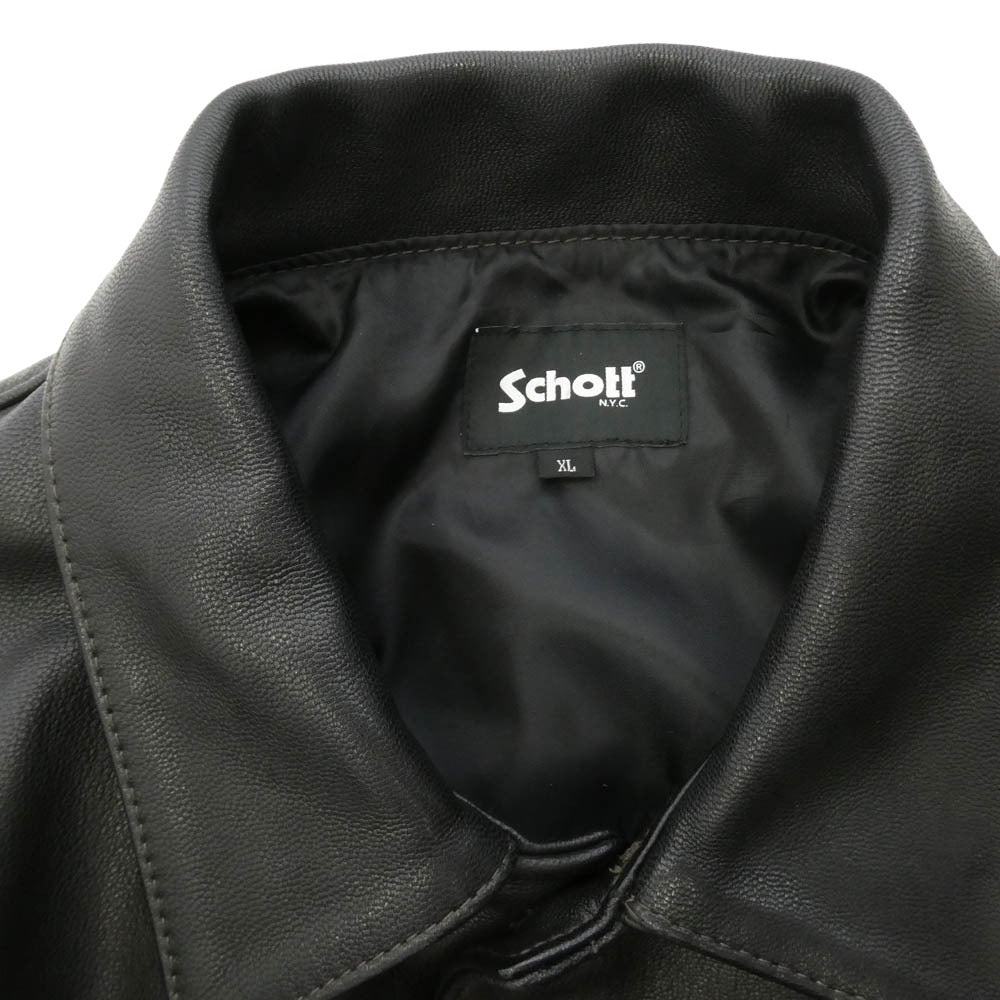 schott ショット 782-3250075 GOAT NEWBIE LEATHER JACKET ゴート ニュービー レザー ジャケット ブラック系 XL【中古】