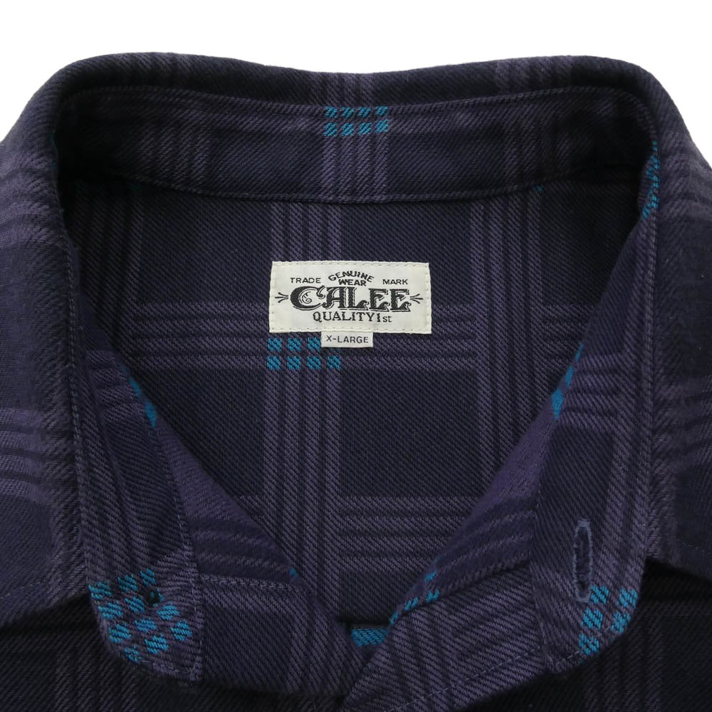 CALEE キャリー CL-24AW032 BOX CHECK DROP SH ボックス チェック ドロップ シャツ パープル系 XL【中古】