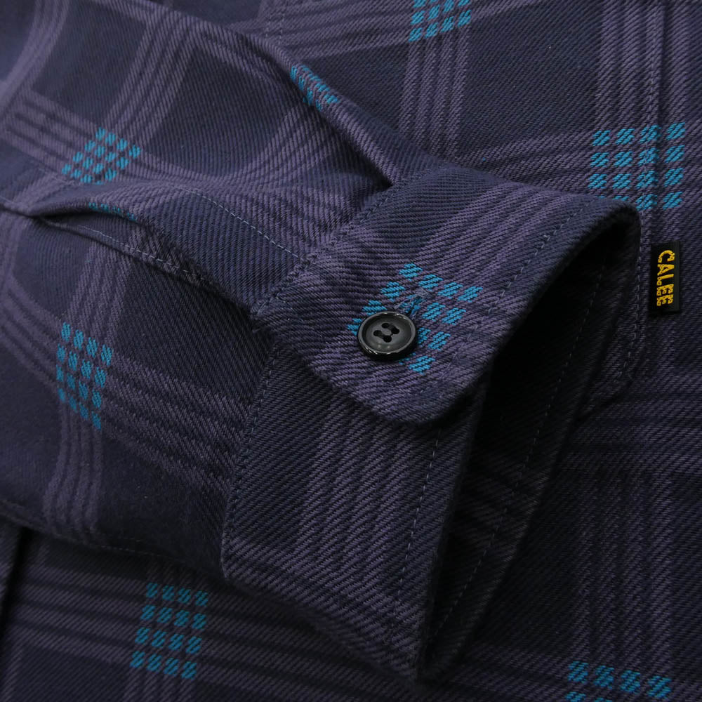 CALEE キャリー CL-24AW032 BOX CHECK DROP SH ボックス チェック ドロップ シャツ パープル系 XL【中古】