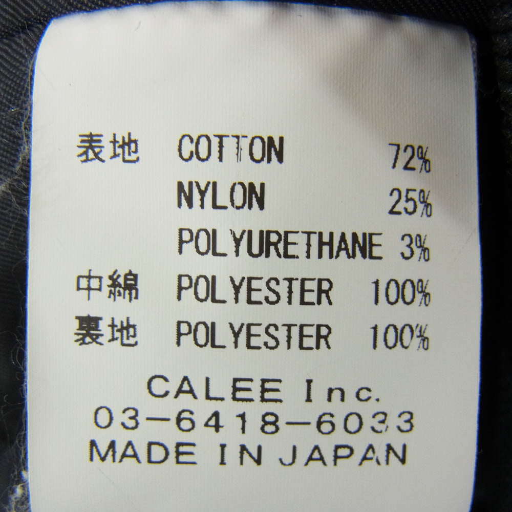 CALEE キャリー 24AW CL-24AW049 CHINO CLOTH REFLECTOR WIDE RIB JACKET チノ クロス リフレクター ワイド リブ ジャケット ブラック系 XL【美品】【中古】