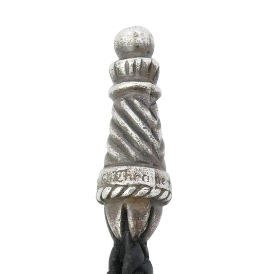 CHROME HEARTS クロムハーツ（原本無） PHONE STRAP ラージ ボロチップ レザーブレイド 携帯 ストラップ シルバー系 ブラック系【中古】