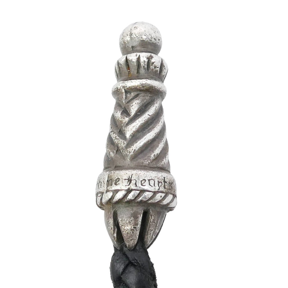 CHROME HEARTS クロムハーツ（原本無） PHONE STRAP ラージ ボロチップ レザーブレイド 携帯 ストラップ シルバー系 ブラック系【中古】