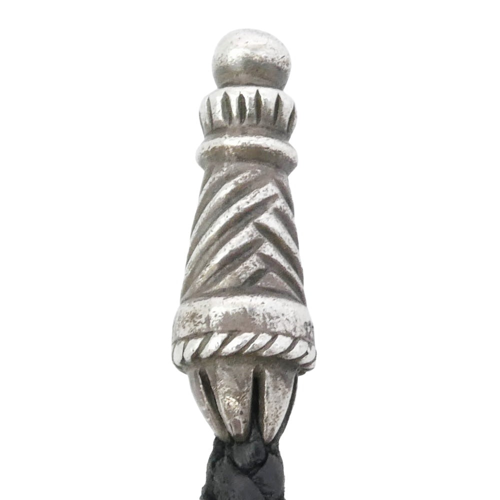 CHROME HEARTS クロムハーツ（原本無） PHONE STRAP ラージ ボロチップ レザーブレイド 携帯 ストラップ シルバー系 ブラック系【中古】